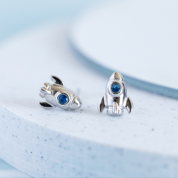 Silver Rocketship Studs (S925) - Only 1 left! - Picture 3 of 8